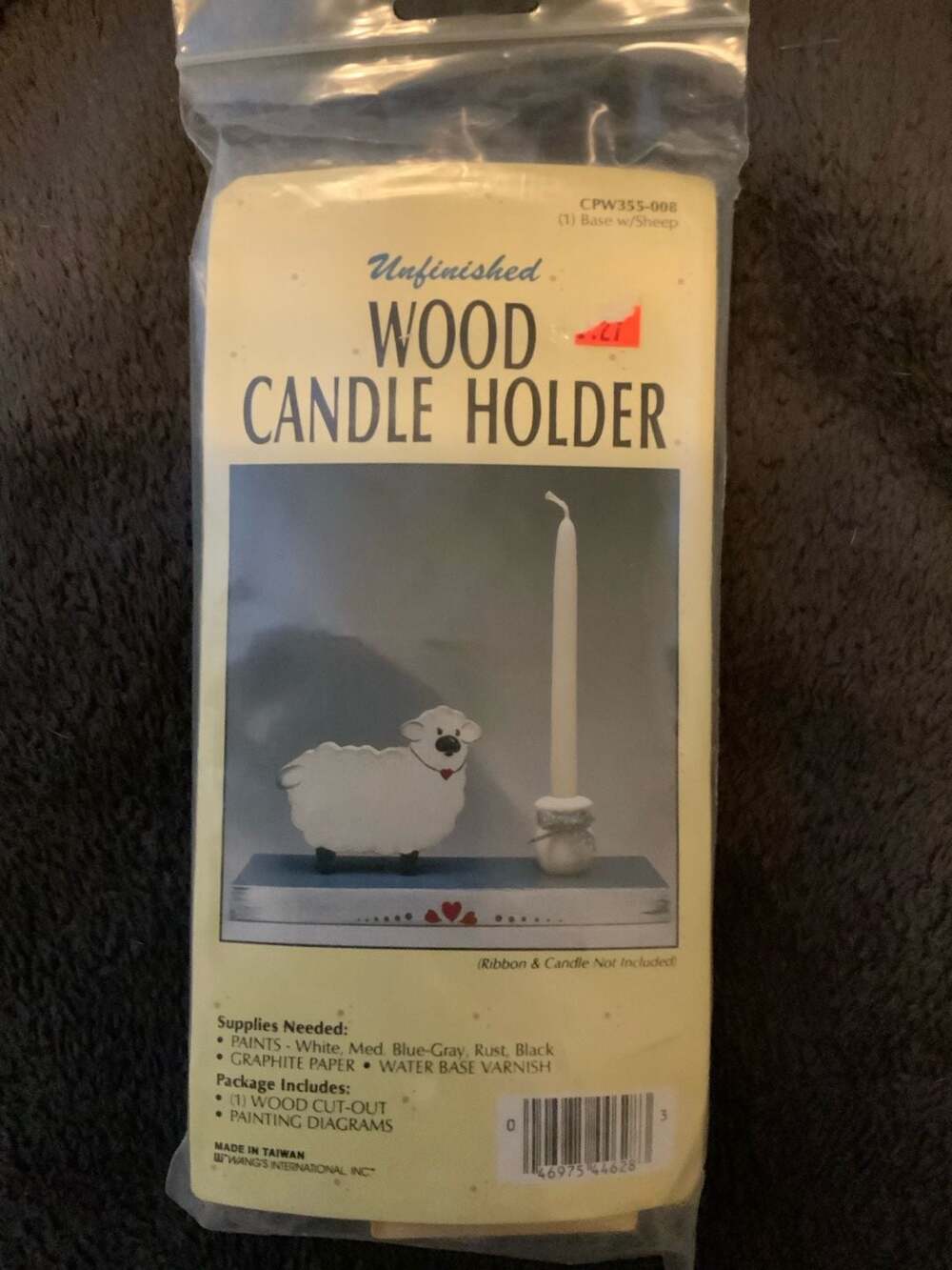 Wang's International Unfinished Wood Candle Holder Base w/Sheep CPW355-008